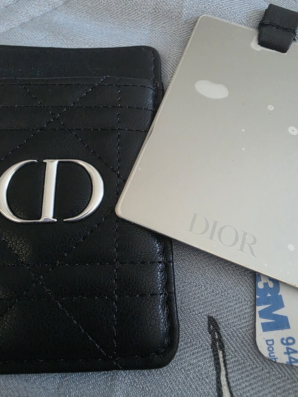 Authentic Black Quilted Dior Mirror & Card Holder For Cell Phones 3M BRAND NEW - Picture 5 of 5
